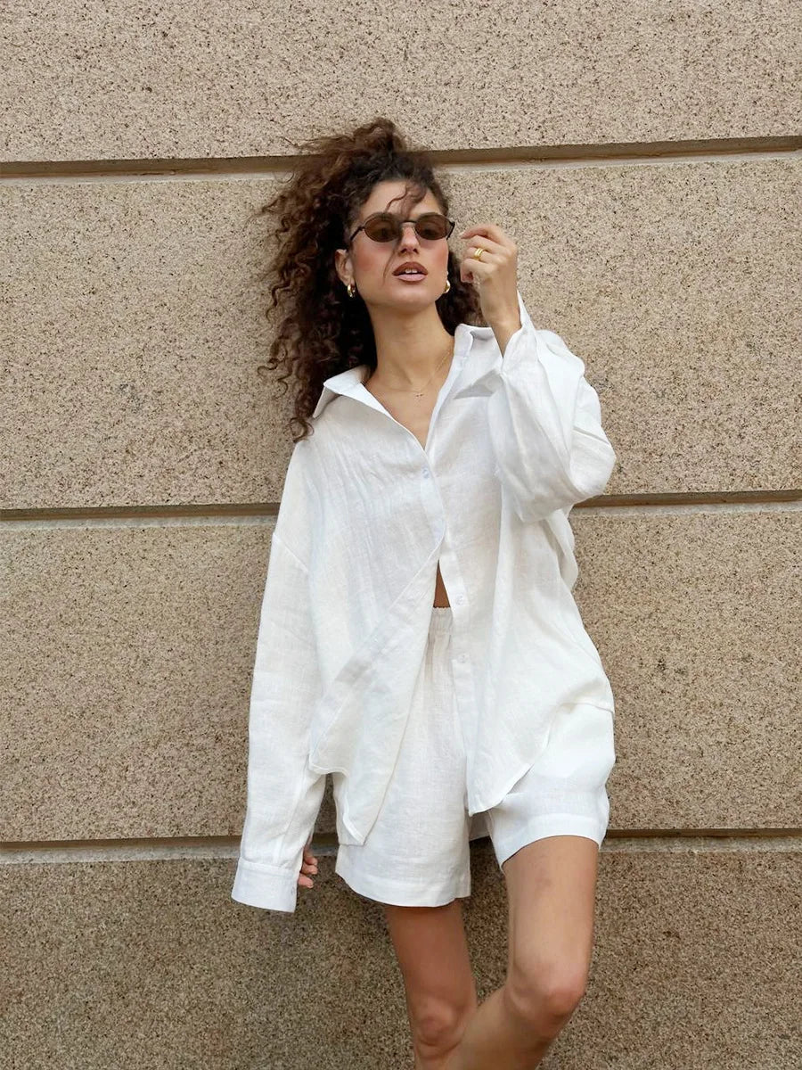 White Linen Wide-Leg Set