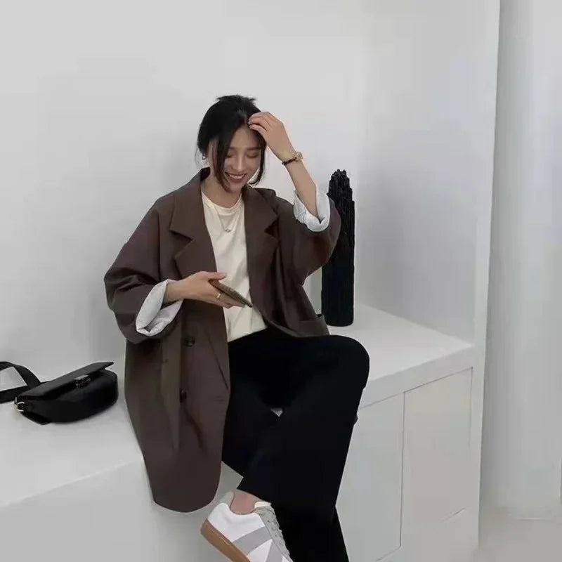 Oversized Brown Blazer Coat