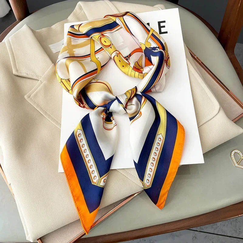 Luxury Satin Printed Square Scarf