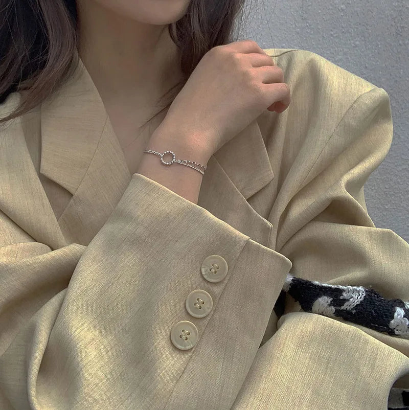 Geometric Silver Bead Bracelet