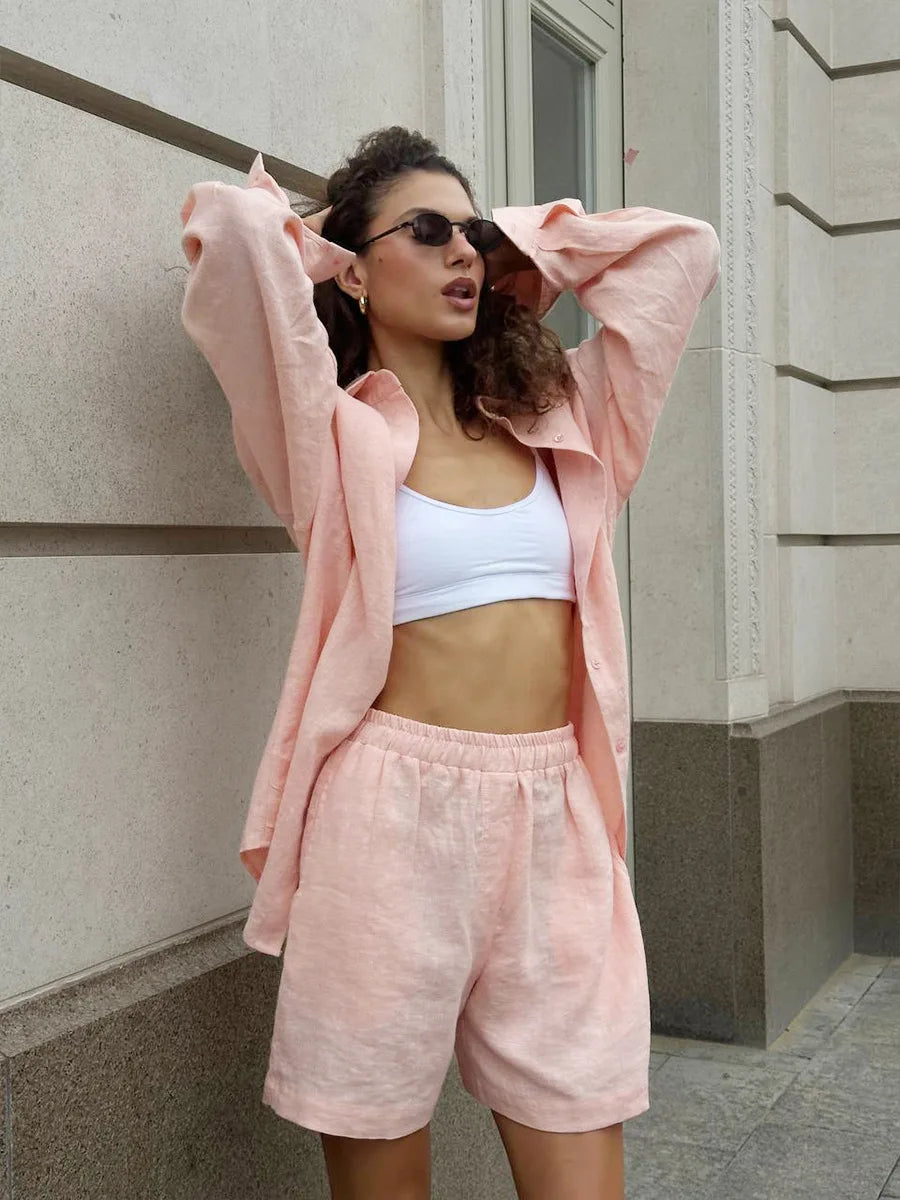 White Linen Wide-Leg Set