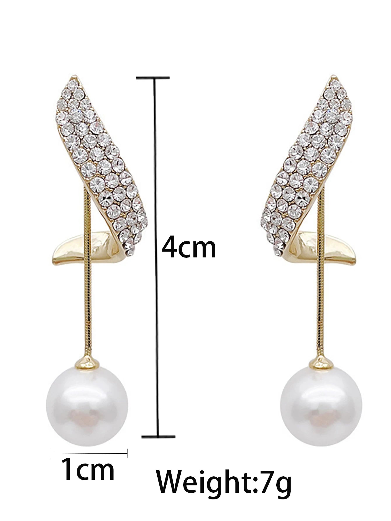 Crystal Wave Pearl Drop Earrings