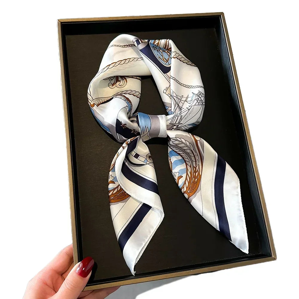 Luxury Satin Printed Square Scarf