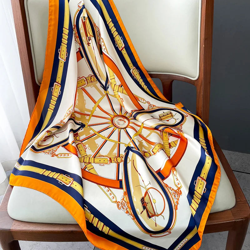 Luxury Satin Printed Square Scarf