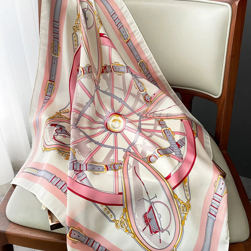 Luxury Satin Printed Square Scarf