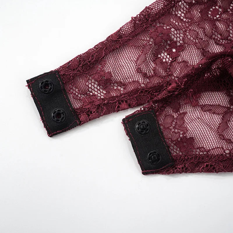 Burgundy Lace Cut-Out Maxi Dress