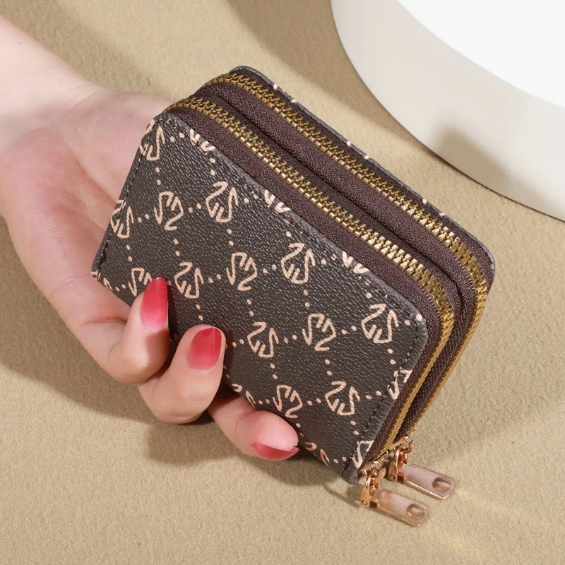 Compact Double-Zip Card Holder Wallet