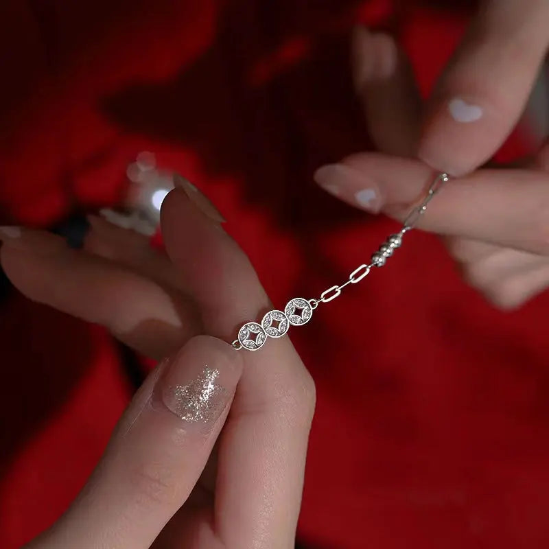 Geometric Silver Bead Bracelet