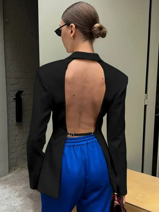 Backless Black Statement Blazer