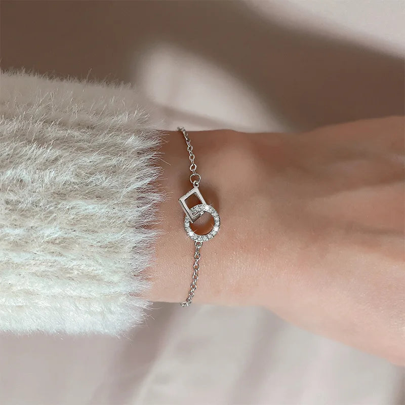 Geometric Silver Bead Bracelet