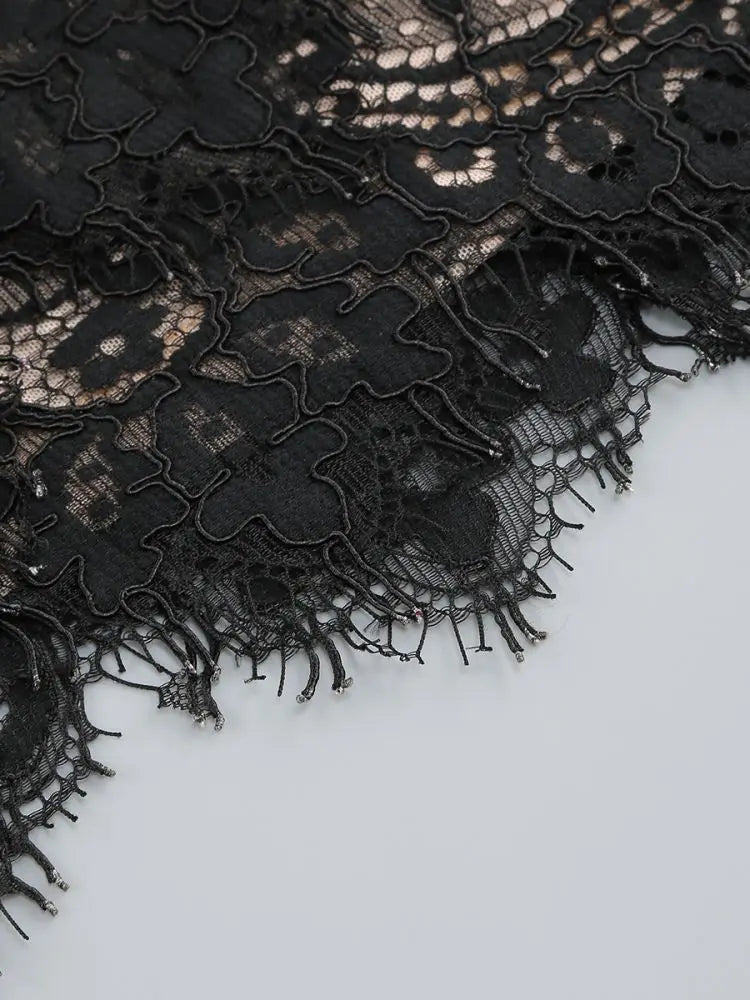Black Strapless Lace Corset Mini Dress