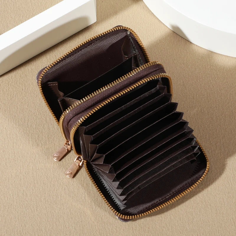 Compact Double-Zip Card Holder Wallet