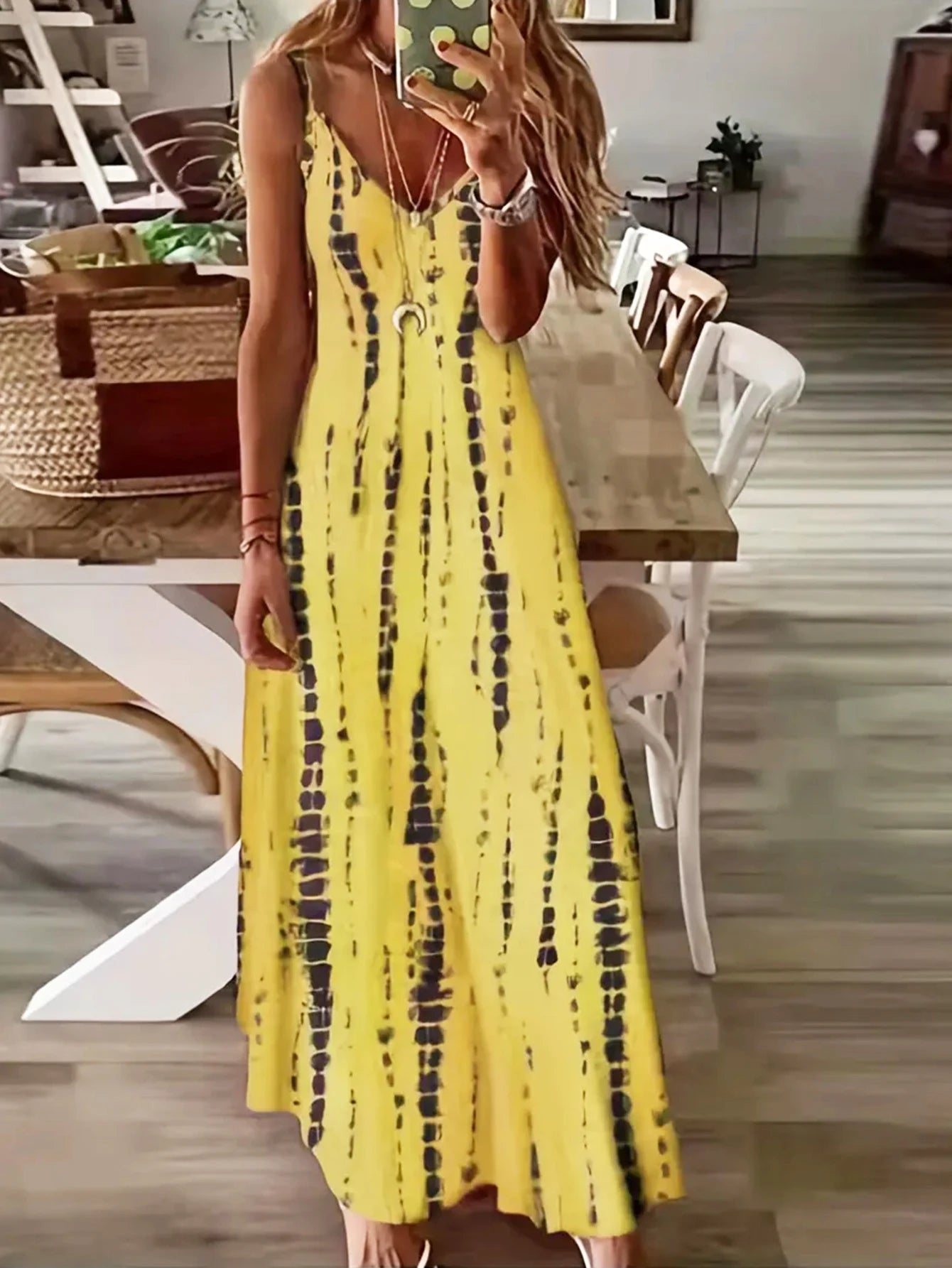 Boho Tie-Dye Spaghetti Strap Maxi Dress