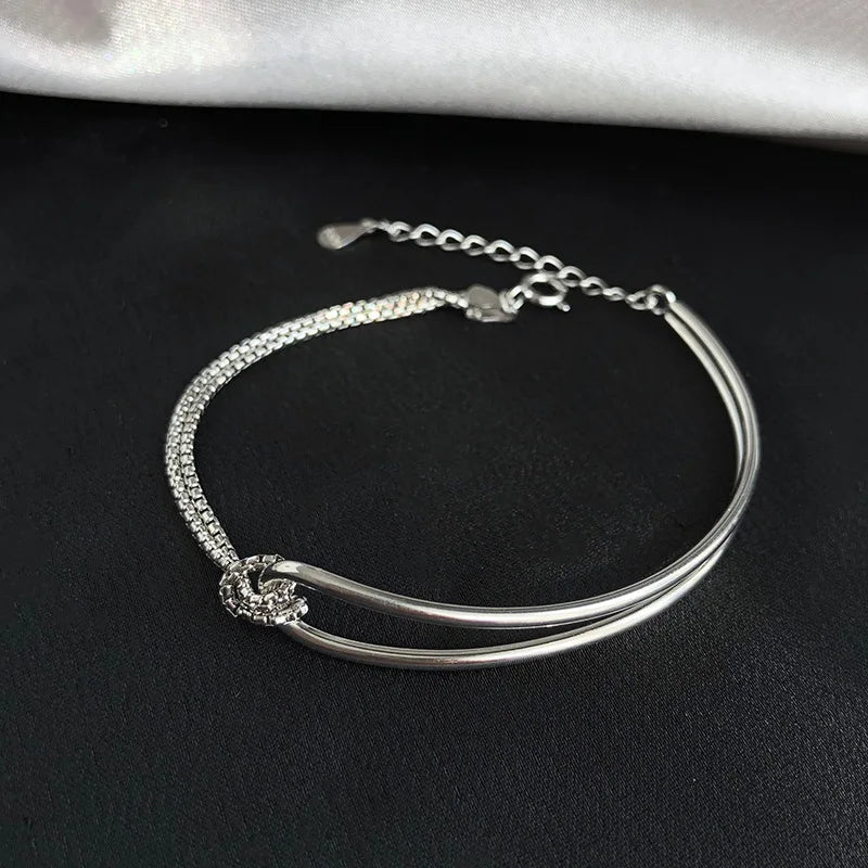 Geometric Silver Bead Bracelet