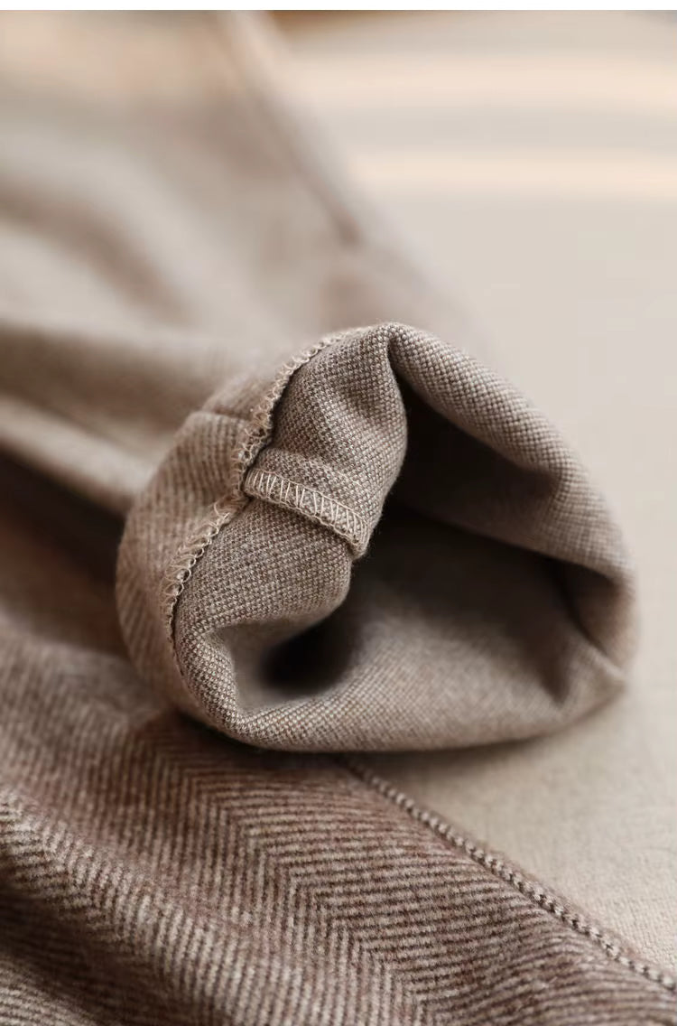Wool Blend High-Waist Slim Trousers