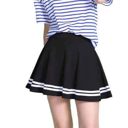 High-Waist Pleated Mini Skirt – Flared A-Line in Deep Red