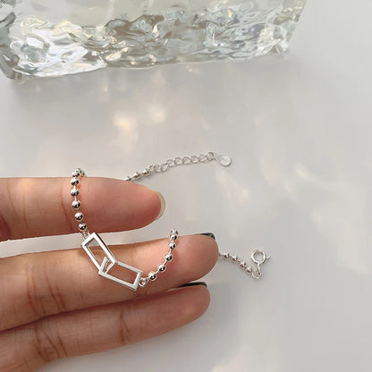 Geometric Silver Bead Bracelet