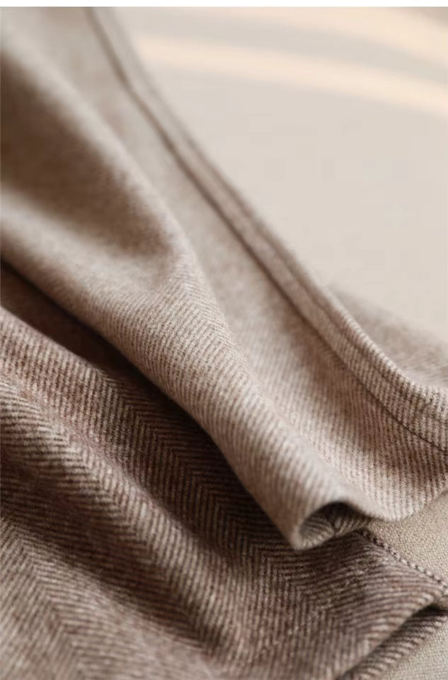 Wool Blend High-Waist Slim Trousers