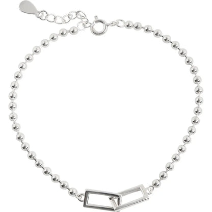 Geometric Silver Bead Bracelet