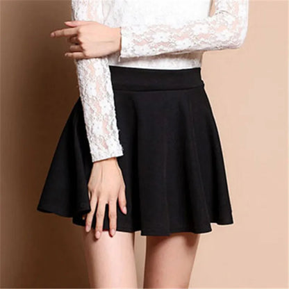 High-Waist Pleated Mini Skirt – Flared A-Line in Deep Red