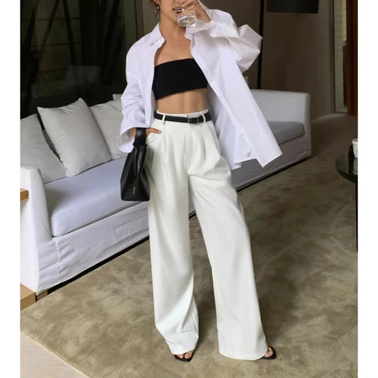 Wide-Leg High-Waist Trousers