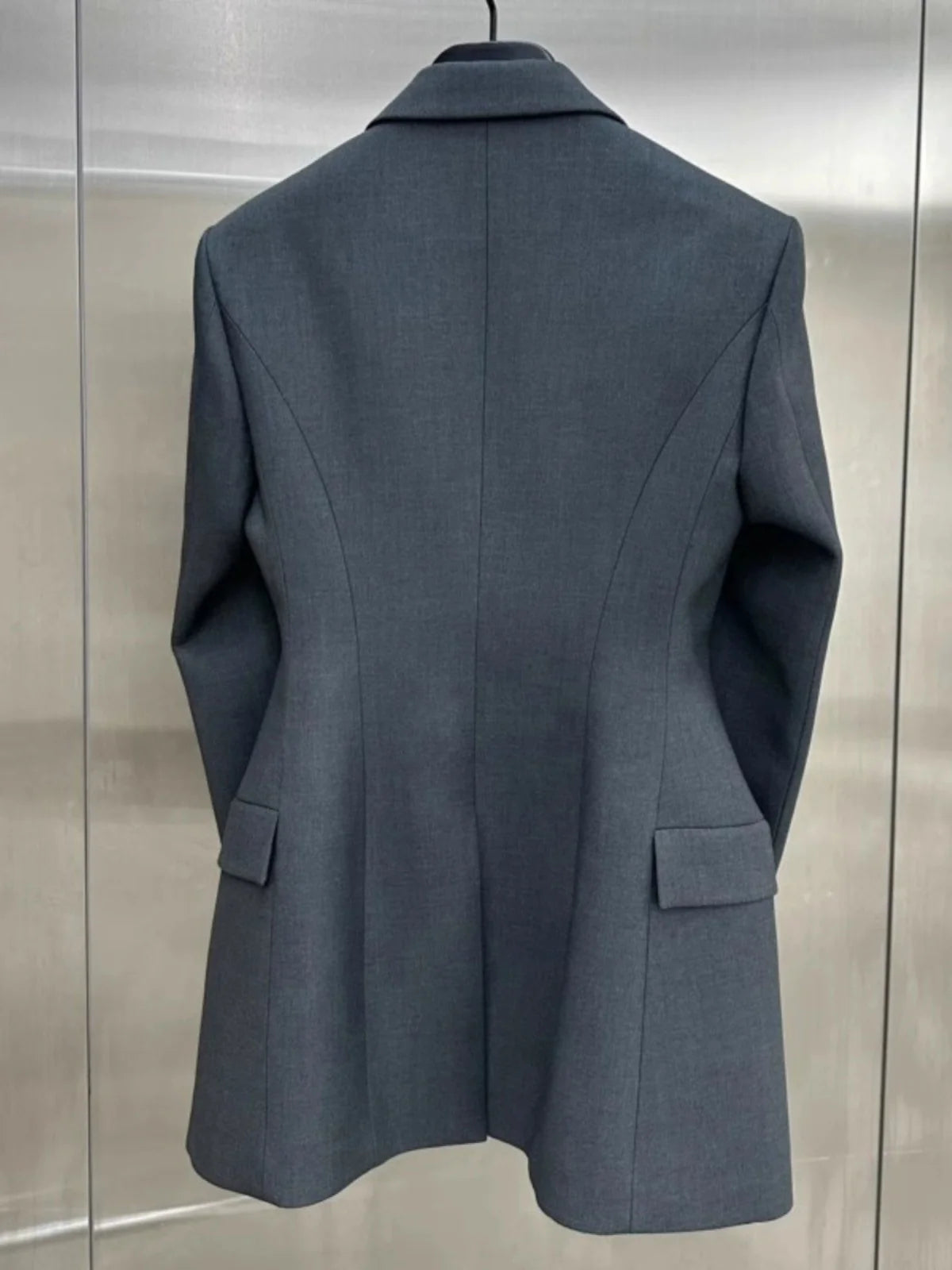 Tailored Grey Waist-Cinching Blazer
