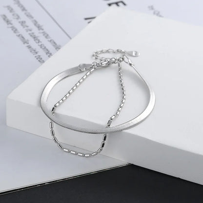 Geometric Silver Bead Bracelet