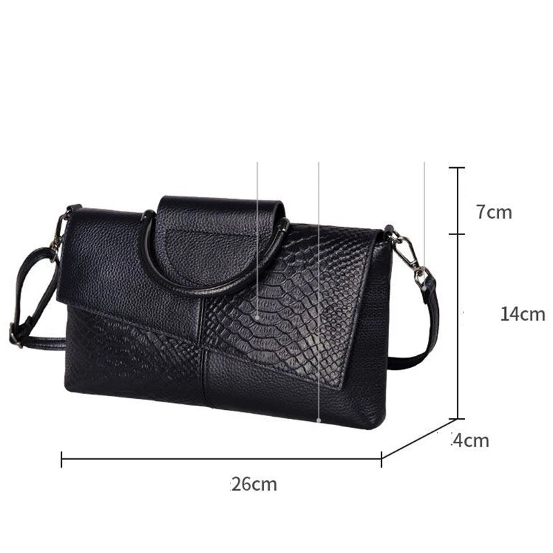 Black Textured Handbag with Metal Handle