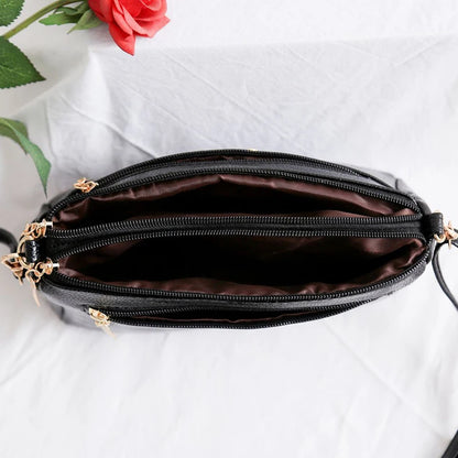 Black Textured Handbag with Metal Handle