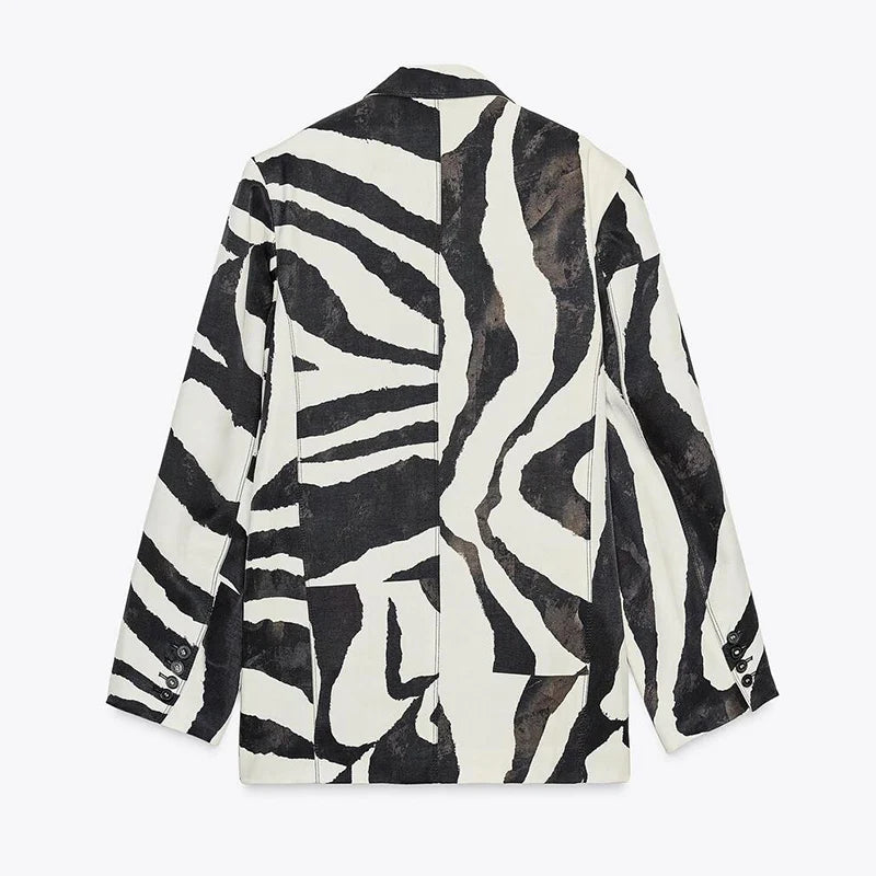 Women’s Oversized Zebra Print Blazer – Statement Outerwear