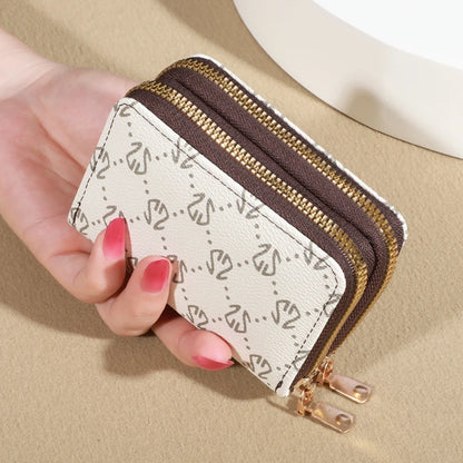 Compact Double-Zip Card Holder Wallet