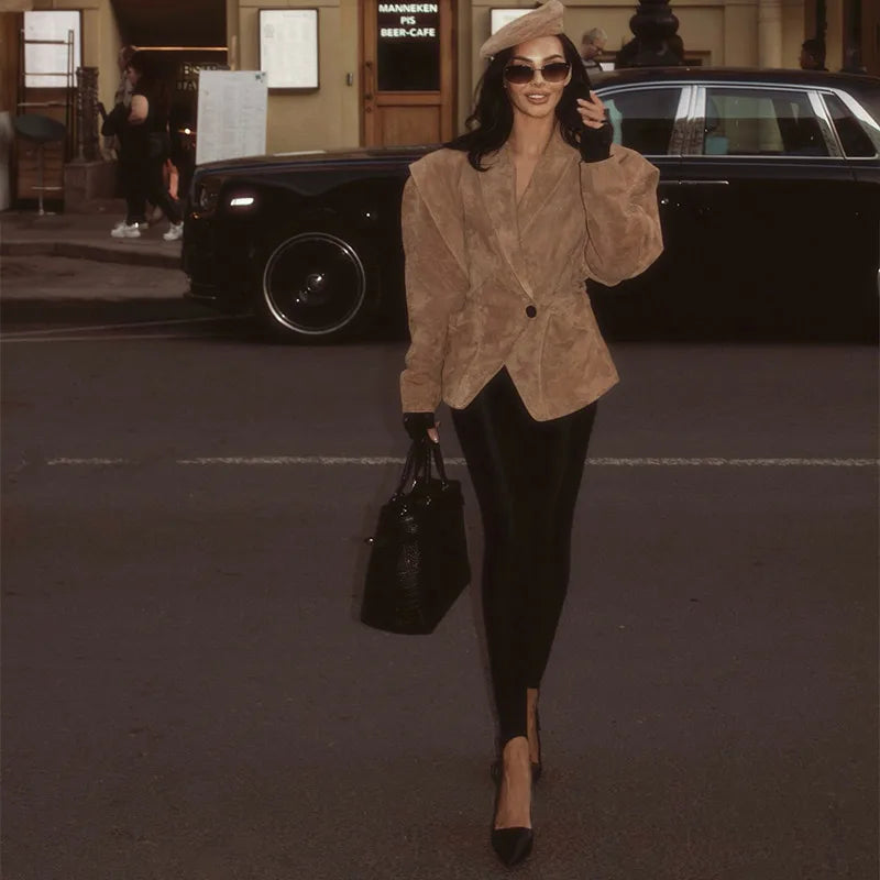 Suede Tailored Blazer Jacket