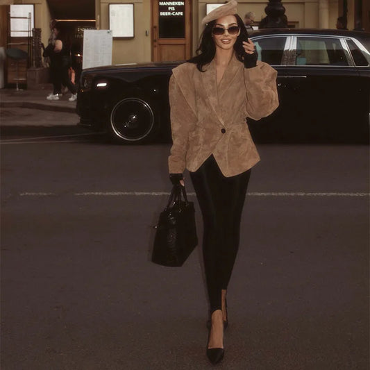 Suede Tailored Blazer Jacket