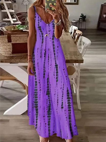 Boho Tie-Dye Spaghetti Strap Maxi Dress