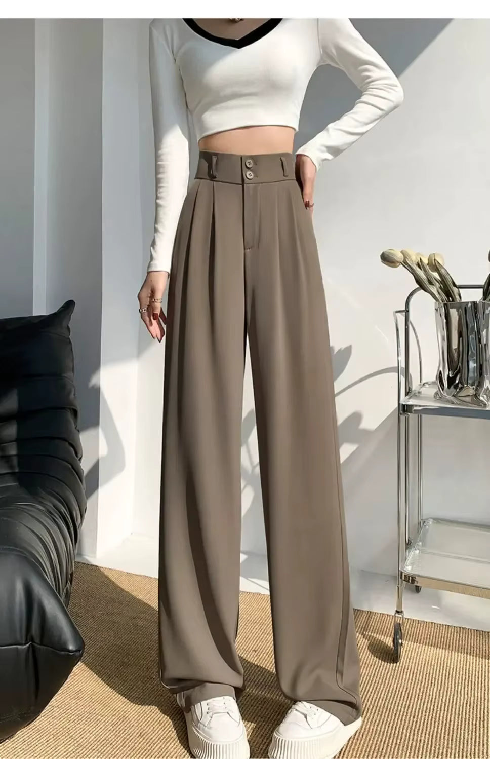 High-Waist Wide Leg Trousers