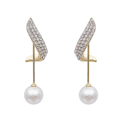 Crystal Wave Pearl Drop Earrings
