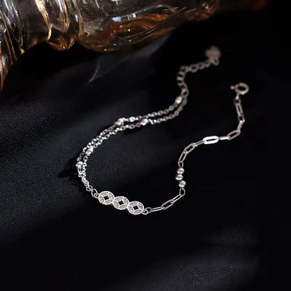 Geometric Silver Bead Bracelet
