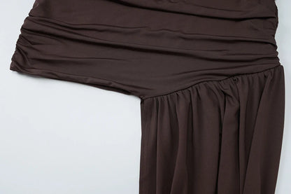 Draped Ruched Asymmetric Mini Dress