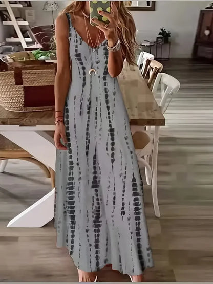 Boho Tie-Dye Spaghetti Strap Maxi Dress
