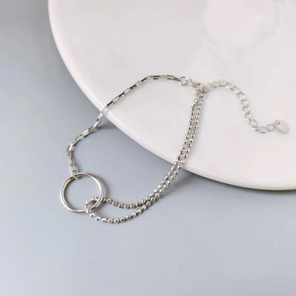 Geometric Silver Bead Bracelet