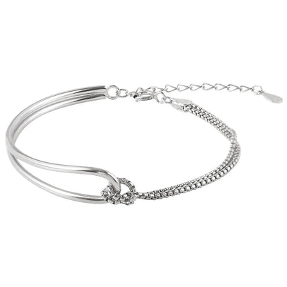 Geometric Silver Bead Bracelet