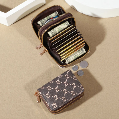 Compact Double-Zip Card Holder Wallet