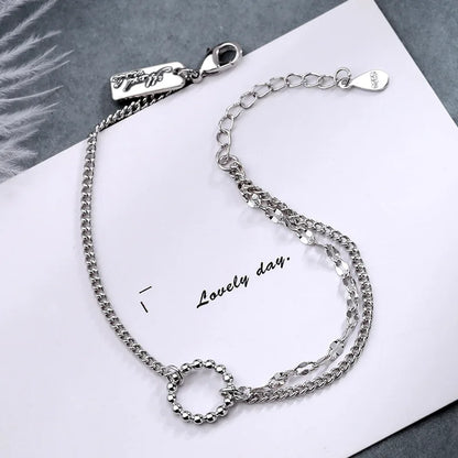 Geometric Silver Bead Bracelet