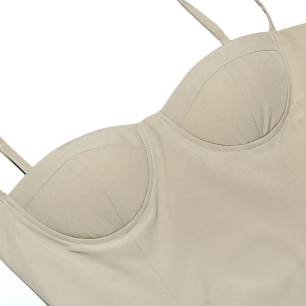 Pink Spaghetti Strap Fit & Flare Midi Dress