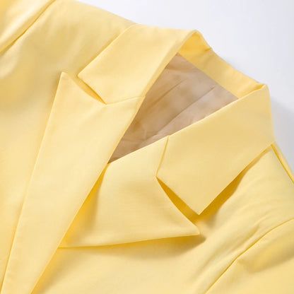 Elegant Yellow Tie-Waist Blazer – Oversized Statement Jacket