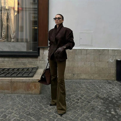 Suede Tailored Blazer Jacket