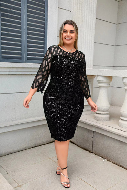 Burgundy Sequin Mesh Midi Dress