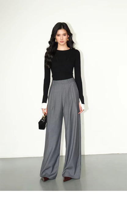 Wide-Leg High-Waist Trousers