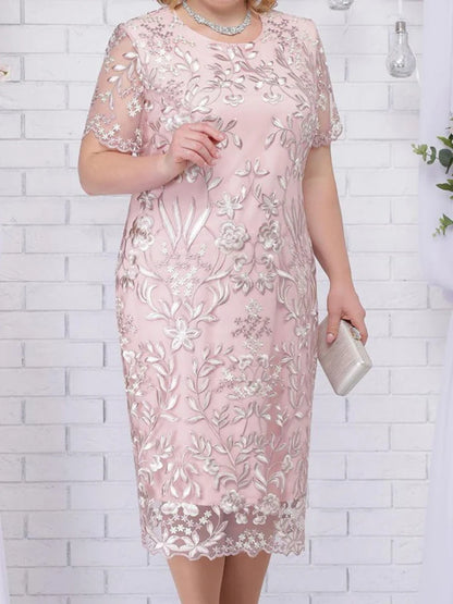 Blush Floral Embroidered Midi Dress