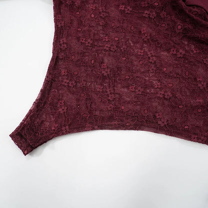 Burgundy Lace Cut-Out Maxi Dress